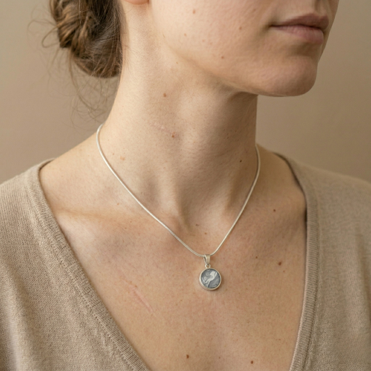 Ketting Wien (16 mm) | rvs design met kleurenprint, grijs, wit en een vleugje zilver