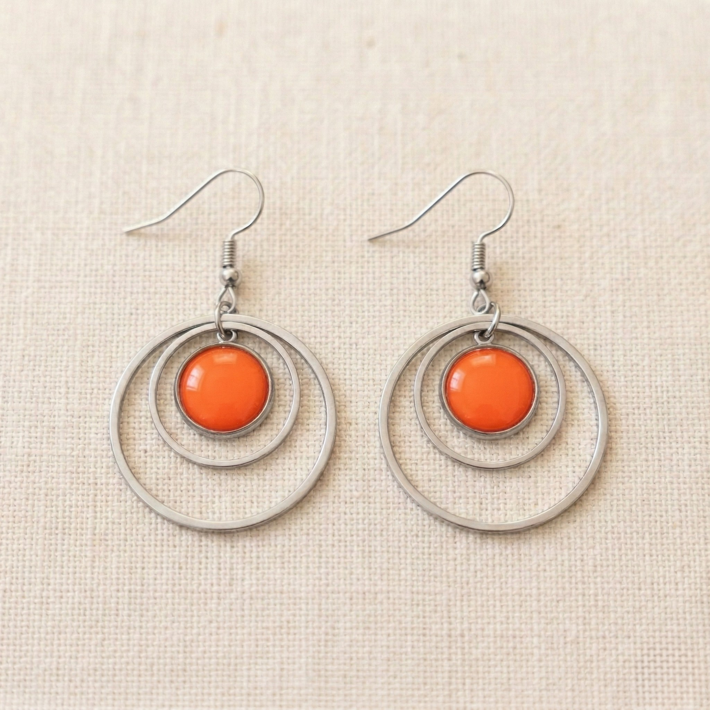 Oorbellen Puck | rvs design dubbele ringen – Trippy (Koningsdag Special!)