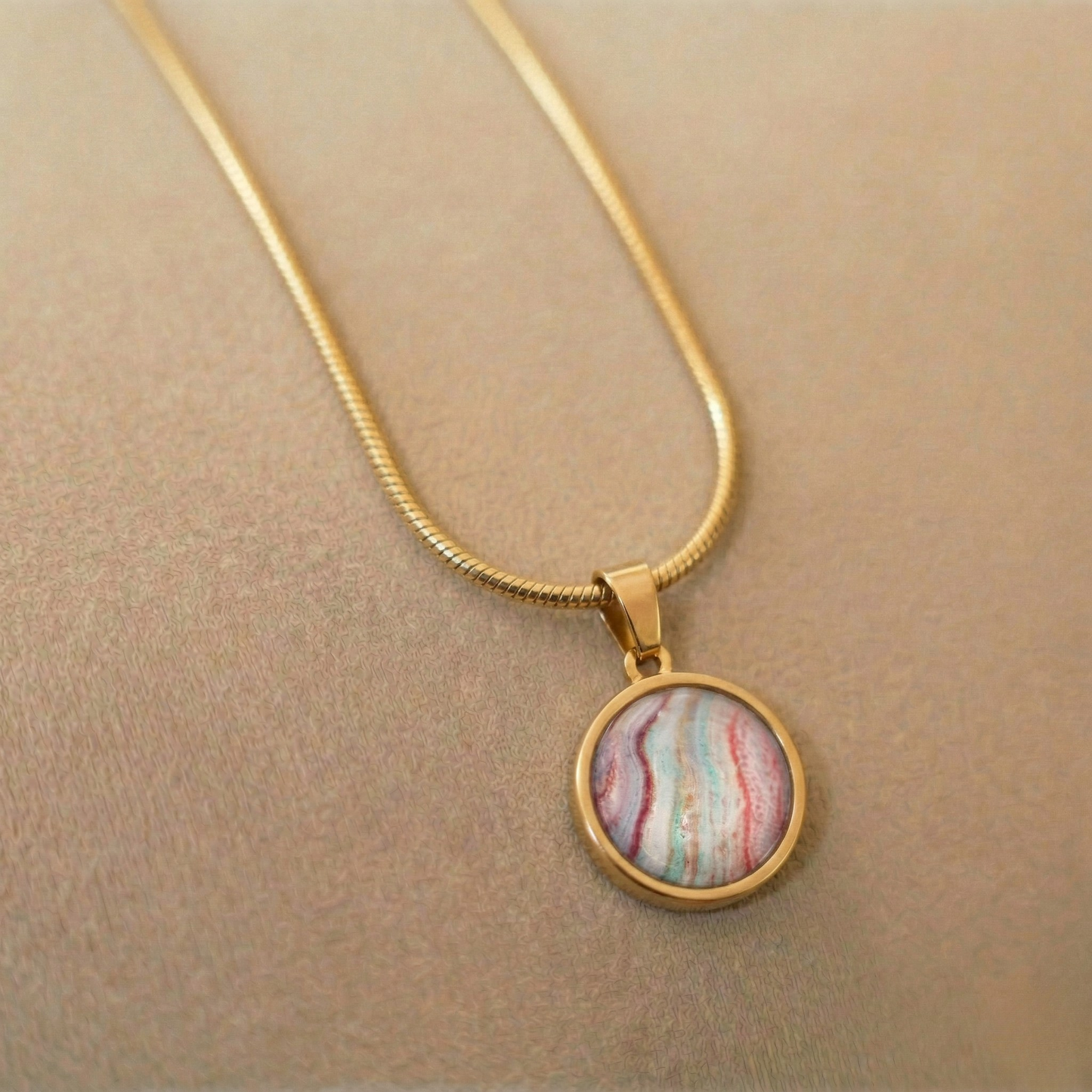 Ketting Wien (16 mm) | rvs design met kleurenprint, multicolor
