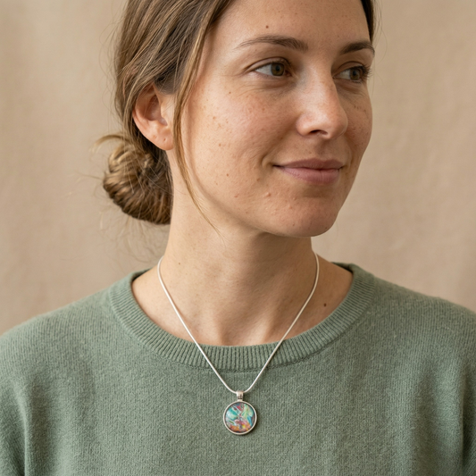 Ketting Wien | rvs design met kleurenprint, multicolor, turquoise, wit, rood