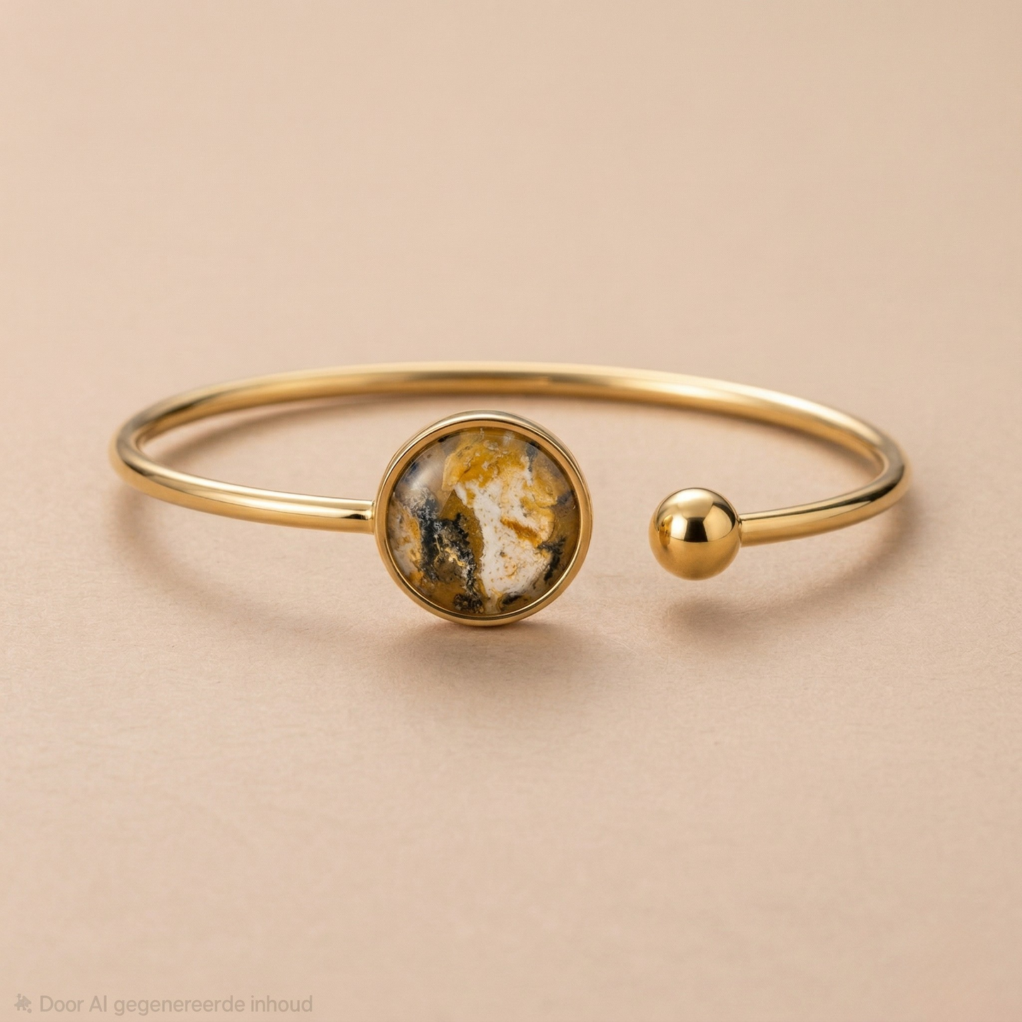 Bangle Lis – Uniek kleurdesign, zwart, wit en oker (RVS)