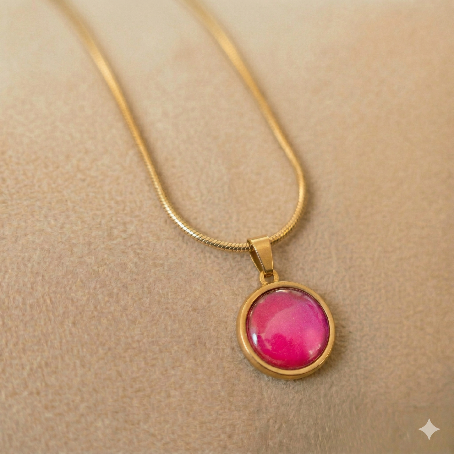 Ketting Wien (16 mm) |rvs design met kleurenprint, roze, rood en wit