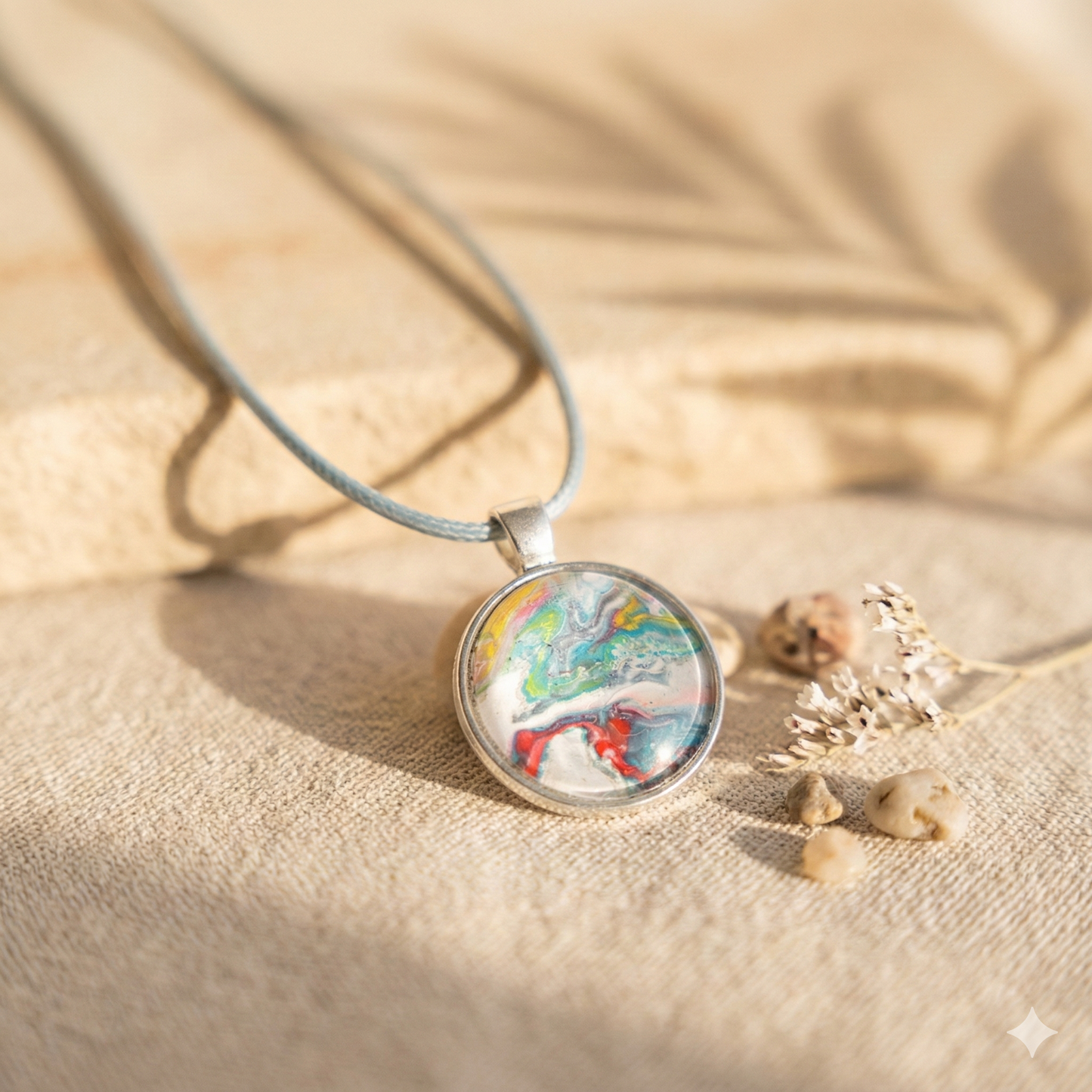 Ketting Wien | rvs design met kleurenprint, multicolor, paars, rood, goud