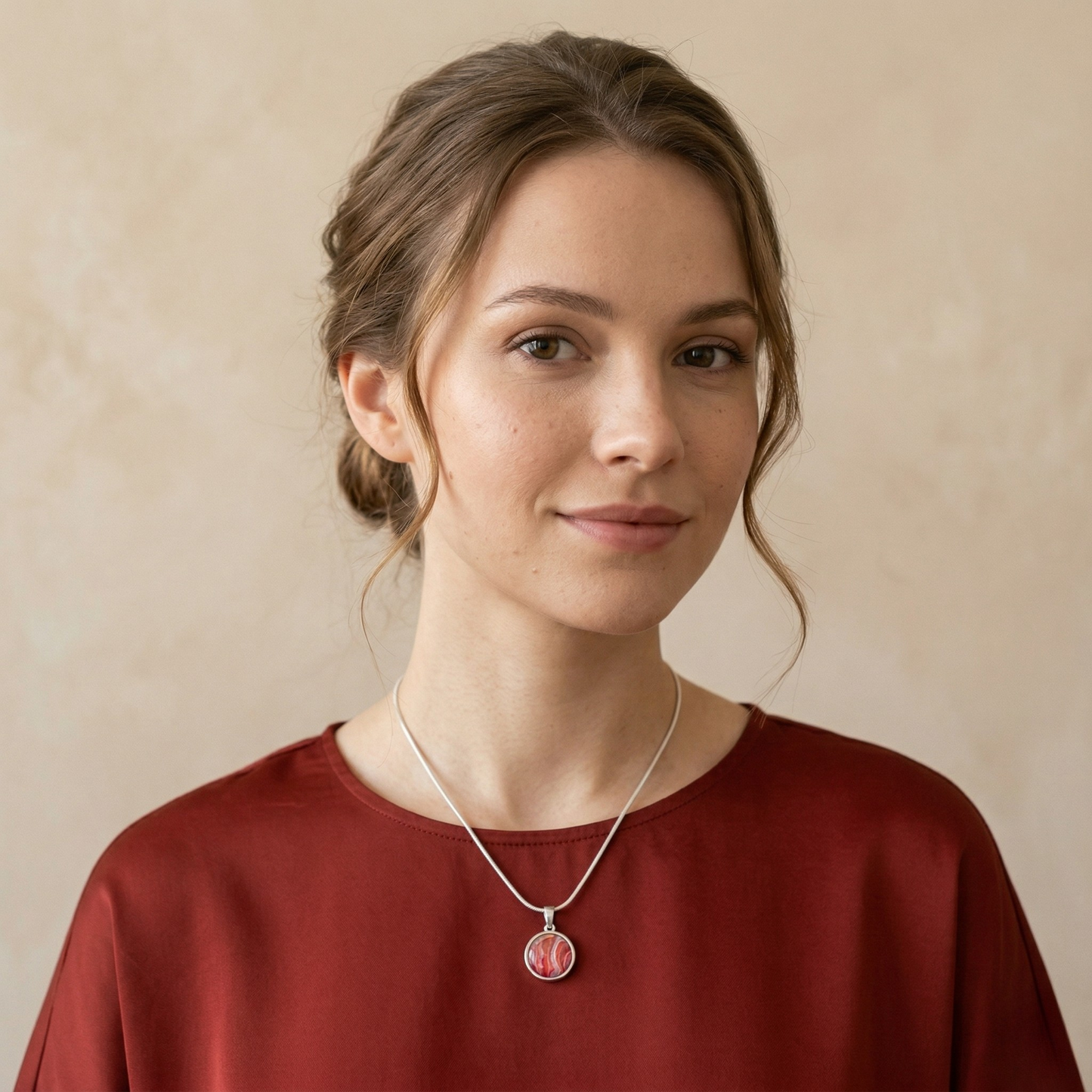 Ketting Wien (16 mm) |rvs design met kleurenprint, roze, rood en wit