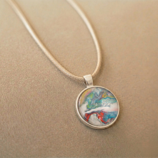 Ketting Wien | rvs design met kleurenprint, multicolor, paars, rood, goud