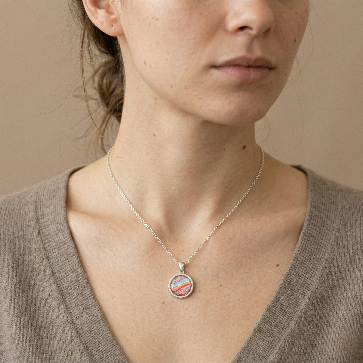 Ketting Wien (16 mm) | rvs design met kleurenprint, multicolor