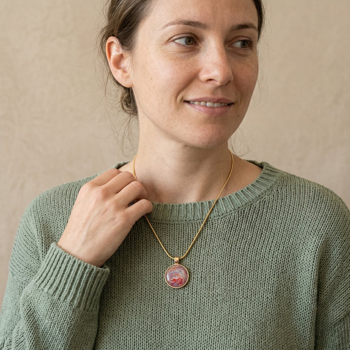 Ketting Wien | rvs design met kleurenprint, multicolor, paars, rood, goud